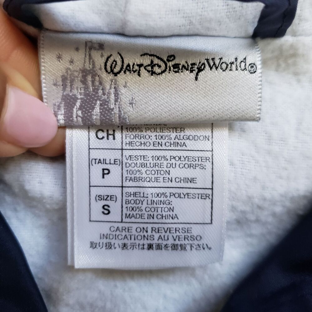 Vintage Walt Disney World Windbreaker Jacket Small Blue Full Zip Hooded Lined - Picture 7 of 12